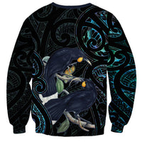 New Zealand Huia Bird Sweatshirt Paua Shell Maori Pattern LT22 - Polynesian Pride