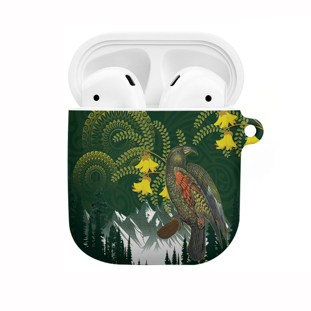 Kea Bird Kowhai New Zealand AirPods Case Mountain Landscape Maori Art LT22 Green - Polynesian Pride