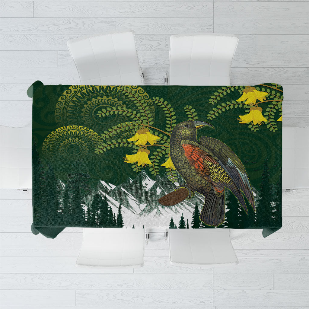 Kea Bird Kowhai New Zealand Tablecloth Mountain Landscape Maori Art LT22 Green - Polynesian Pride