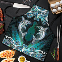New Zealand Kotiate Weapon Apron Aotearoa Mango Paua Shell Maori Pattern LT22 Blue - Polynesian Pride