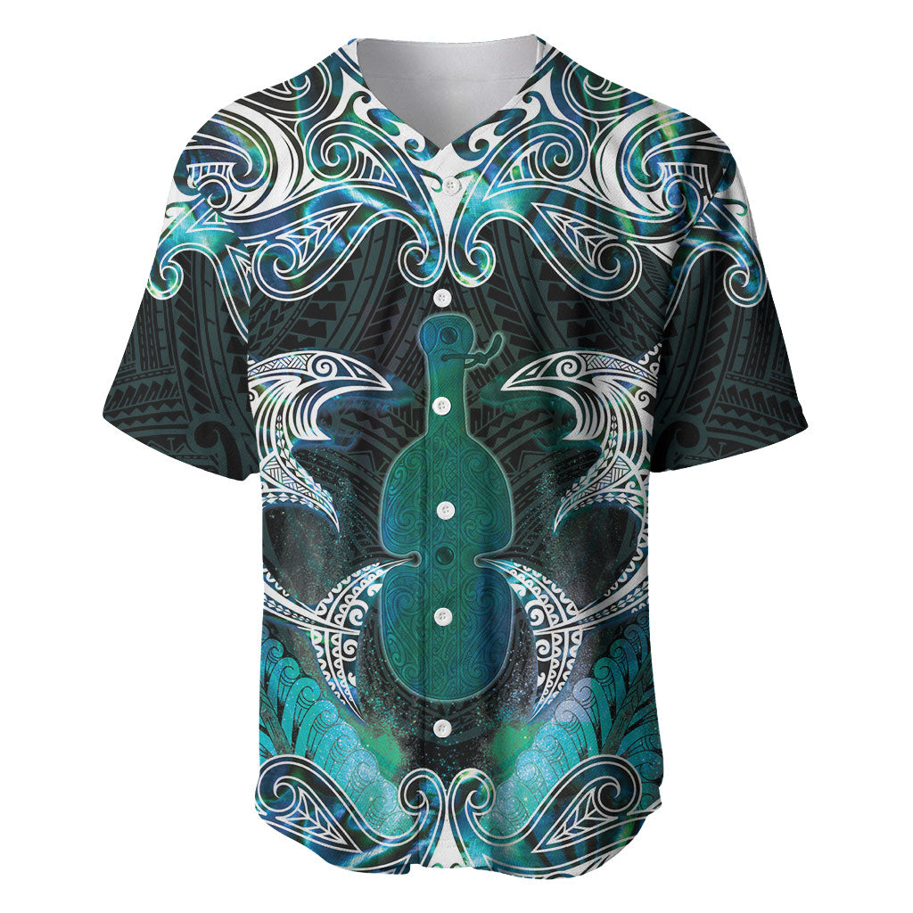 New Zealand Kotiate Weapon Baseball Jersey Aotearoa Mango Paua Shell Maori Pattern LT22 Blue - Polynesian Pride