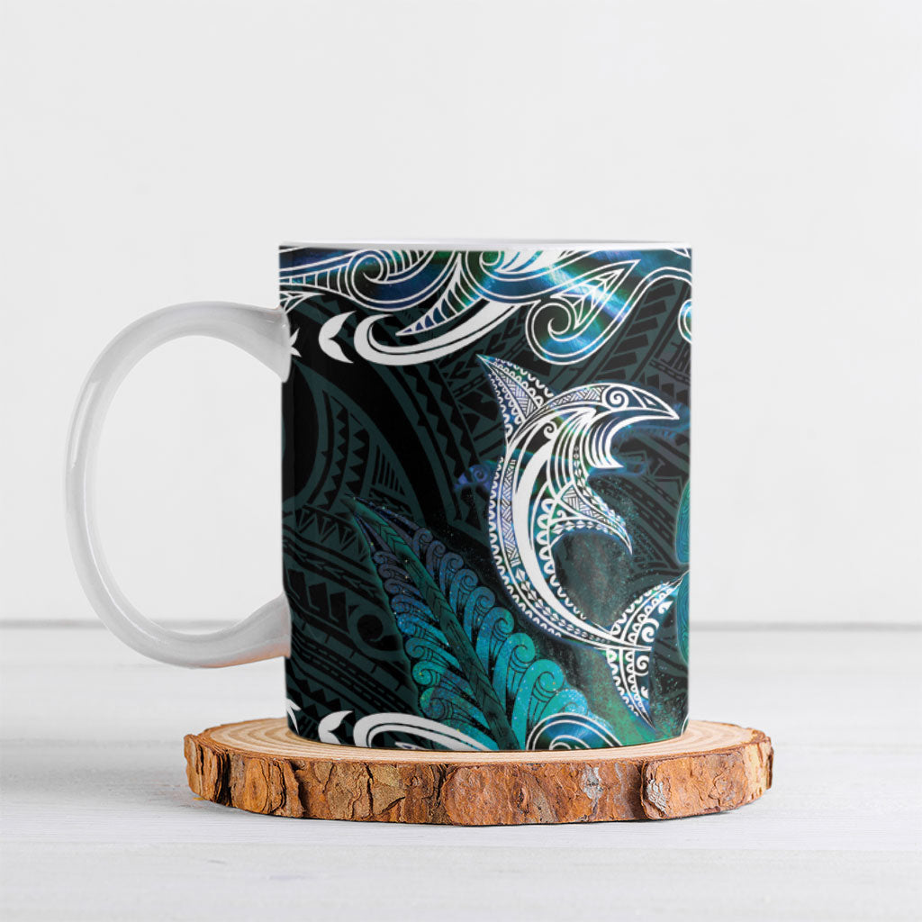 New Zealand Kotiate Weapon Ceramic Mug Aotearoa Mango Paua Shell Maori Pattern LT22 Blue - Polynesian Pride