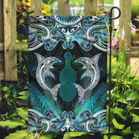 New Zealand Kotiate Weapon Garden Flag Aotearoa Mango Paua Shell Maori Pattern LT22 Garden Flag Blue - Polynesian Pride