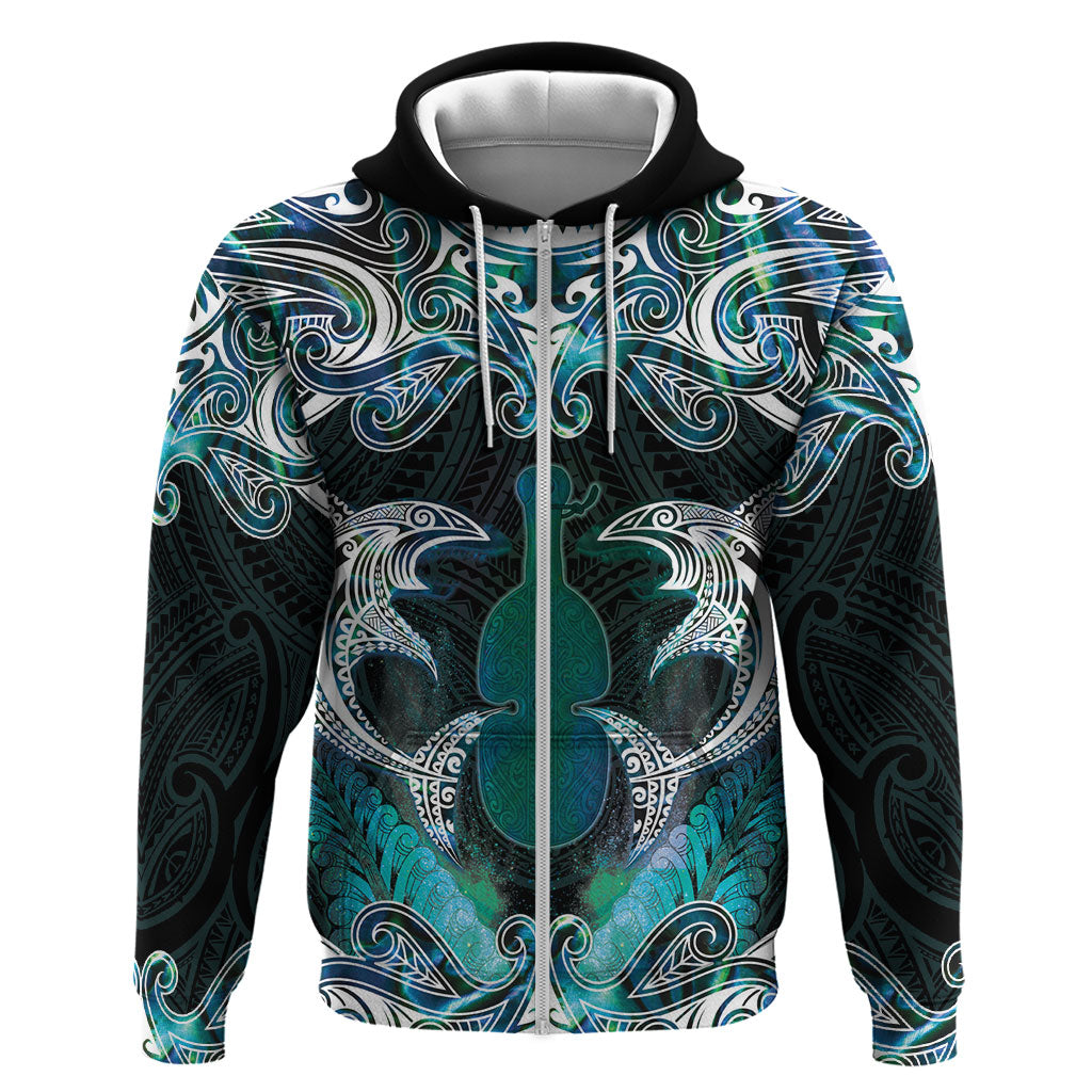 New Zealand Kotiate Weapon Hoodie Aotearoa Mango Paua Shell Maori Pattern LT22 Zip Hoodie Blue - Polynesian Pride