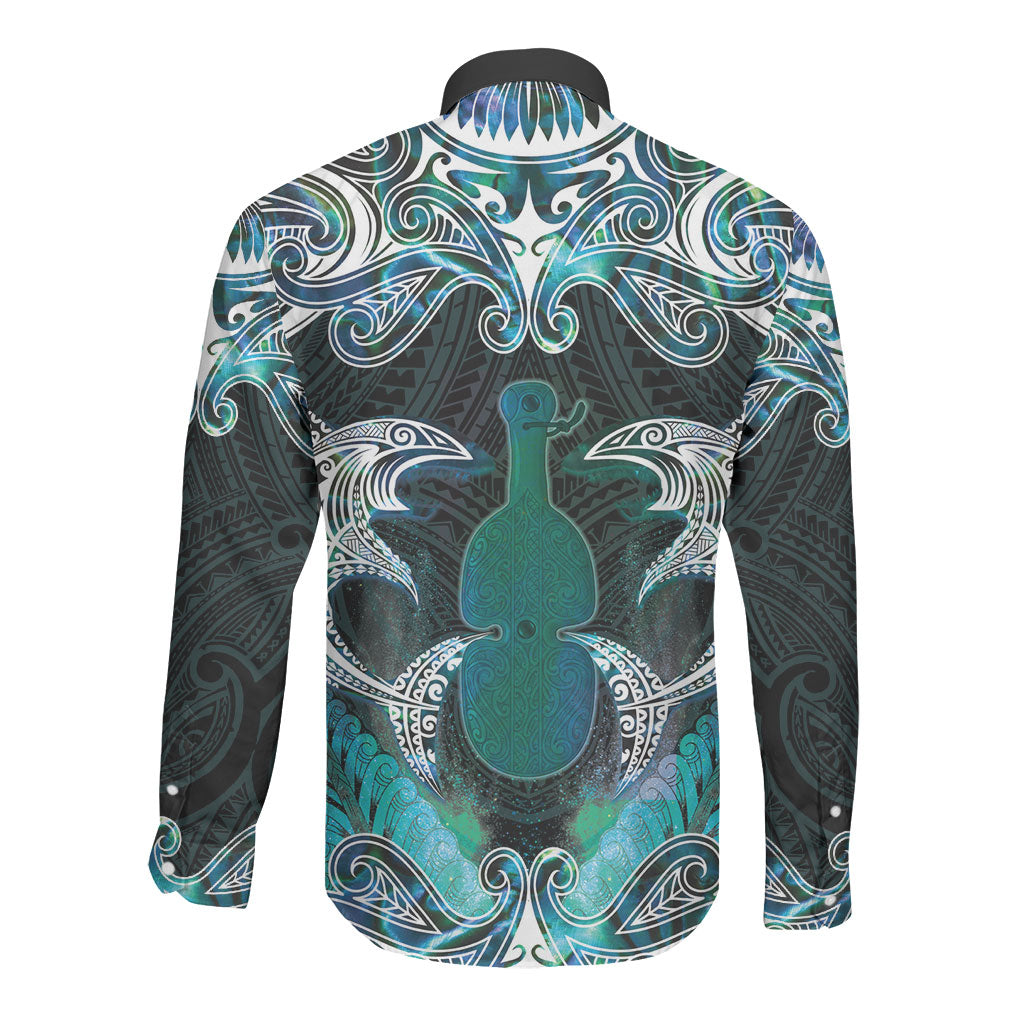 New Zealand Kotiate Weapon Long Sleeve Button Shirt Aotearoa Mango Paua Shell Maori Pattern LT22 - Polynesian Pride