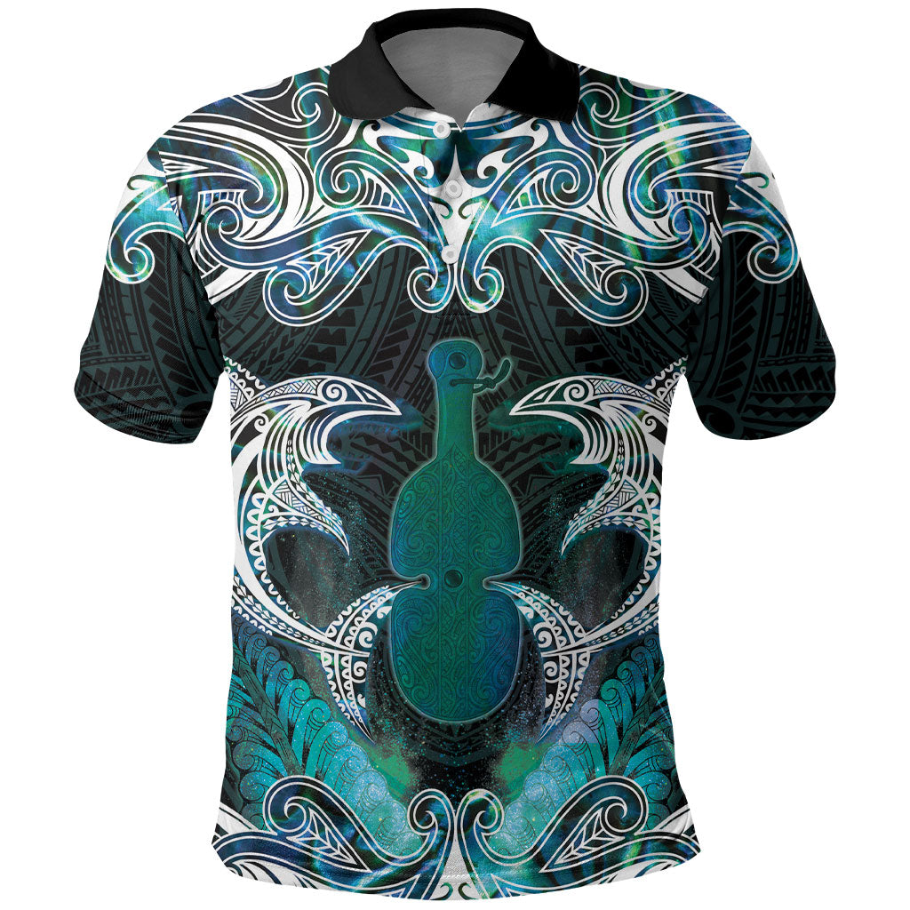 New Zealand Kotiate Weapon Polo Shirt Aotearoa Mango Paua Shell Maori Pattern LT22 Blue - Polynesian Pride