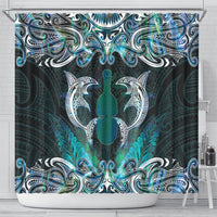 New Zealand Kotiate Weapon Shower Curtain Aotearoa Mango Paua Shell Maori Pattern LT22 - Polynesian Pride