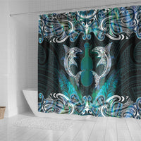 New Zealand Kotiate Weapon Shower Curtain Aotearoa Mango Paua Shell Maori Pattern LT22 - Polynesian Pride