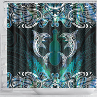 New Zealand Kotiate Weapon Shower Curtain Aotearoa Mango Paua Shell Maori Pattern LT22 - Polynesian Pride