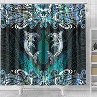 New Zealand Kotiate Weapon Shower Curtain Aotearoa Mango Paua Shell Maori Pattern LT22 - Polynesian Pride