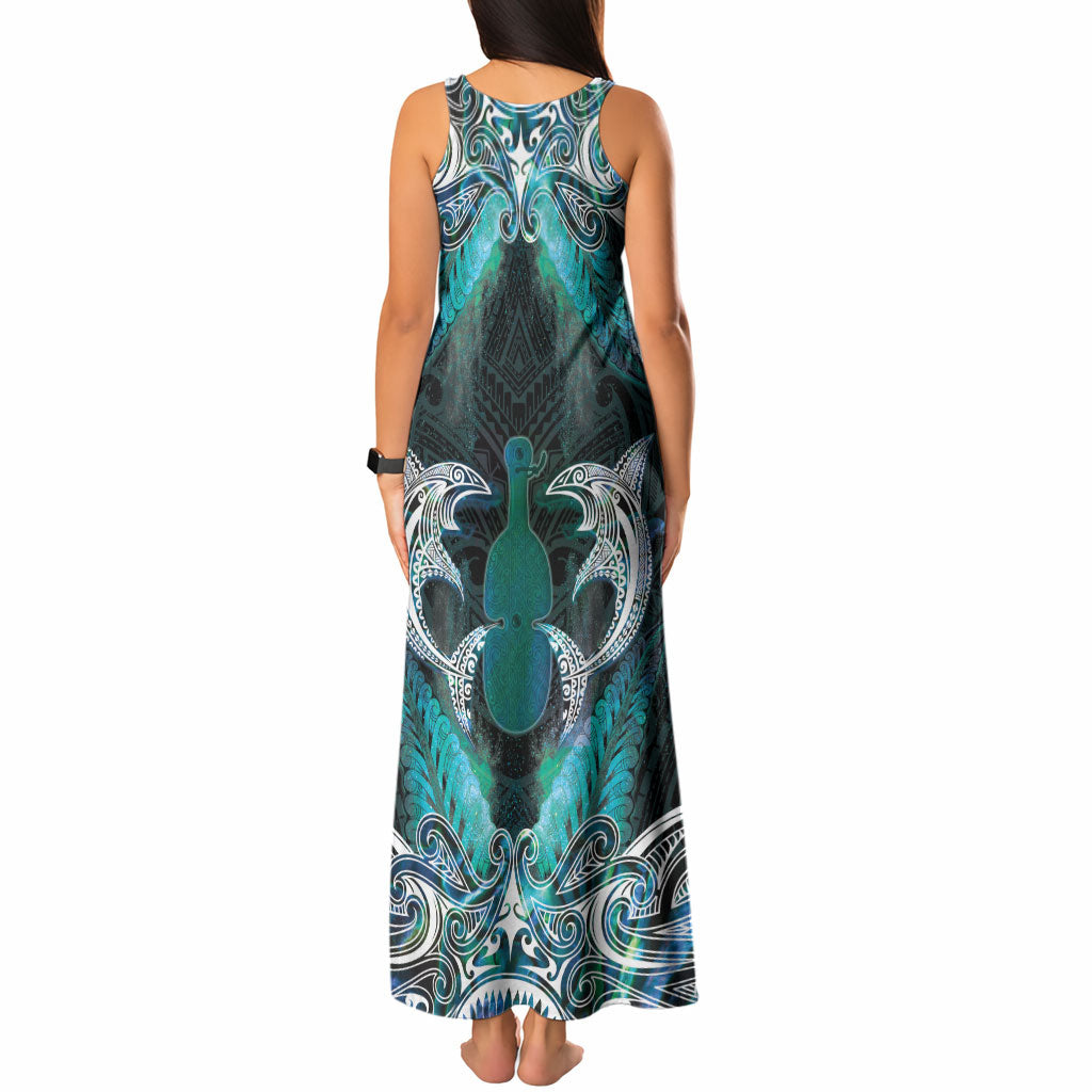 New Zealand Kotiate Weapon Tank Maxi Dress Aotearoa Mango Paua Shell Maori Pattern LT22 - Polynesian Pride