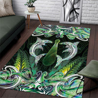 New Zealand Mere Pounamu Weapon Area Rug Aotearoa Mango Paua Shell Maori Pattern LT22 Green - Polynesian Pride