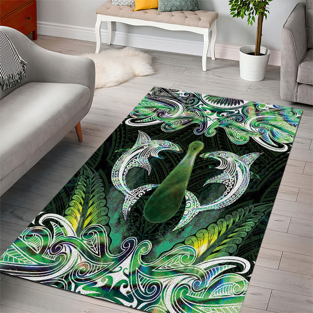 New Zealand Mere Pounamu Weapon Area Rug Aotearoa Mango Paua Shell Maori Pattern LT22 - Polynesian Pride