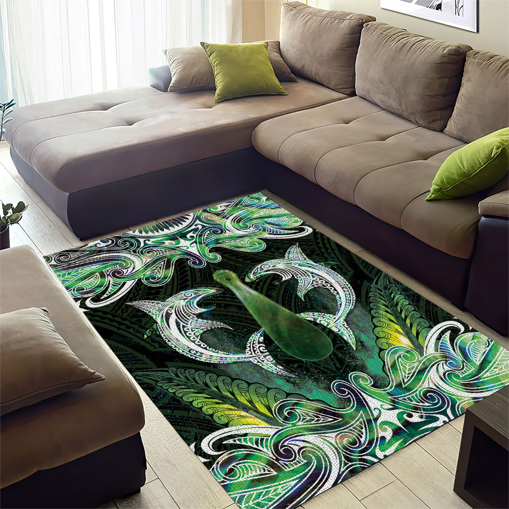 New Zealand Mere Pounamu Weapon Area Rug Aotearoa Mango Paua Shell Maori Pattern LT22 - Polynesian Pride