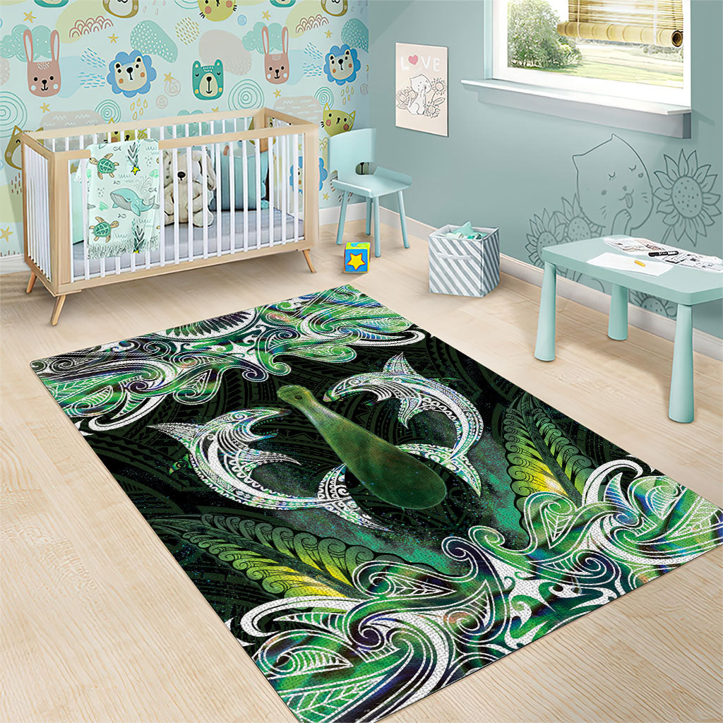 New Zealand Mere Pounamu Weapon Area Rug Aotearoa Mango Paua Shell Maori Pattern LT22 - Polynesian Pride