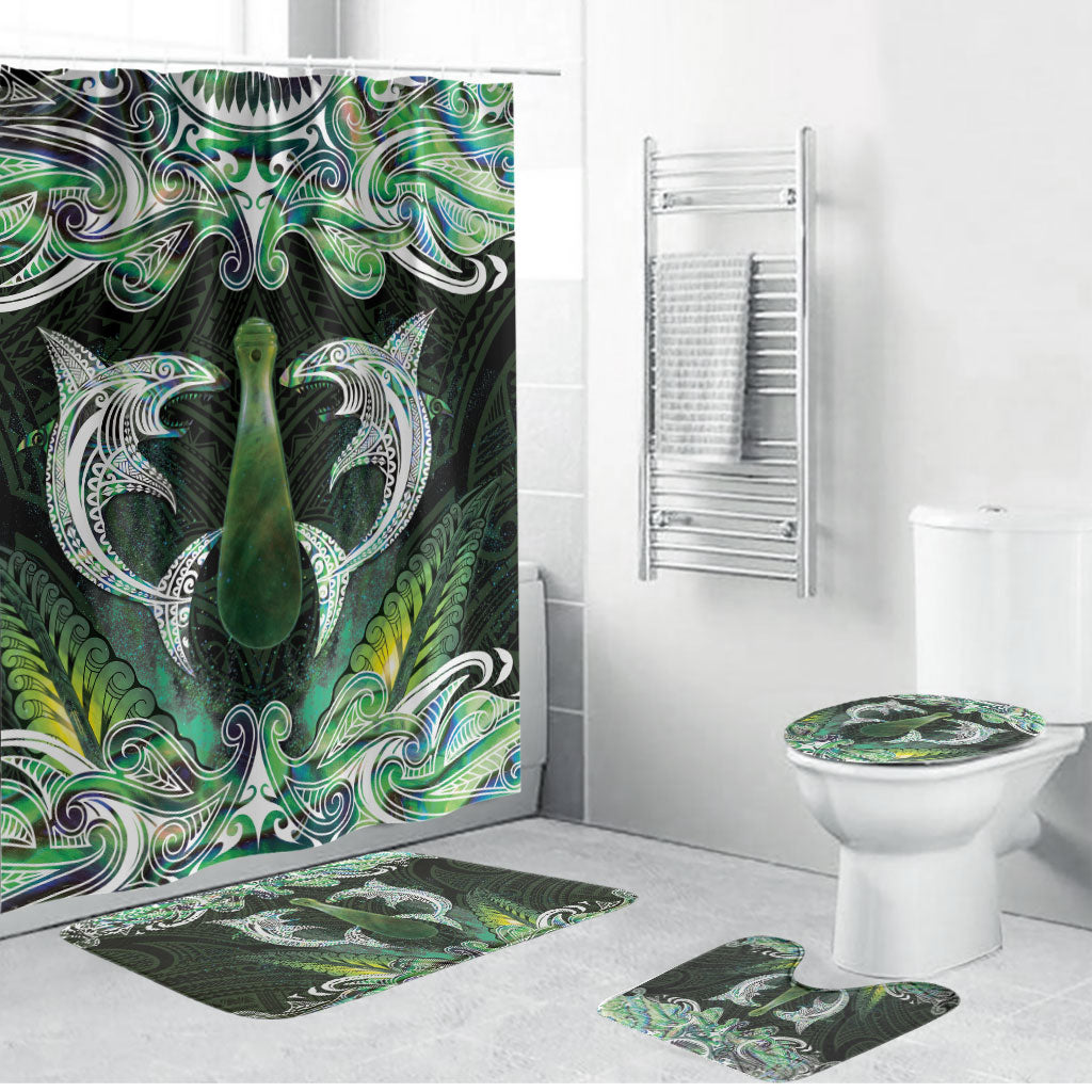 New Zealand Mere Pounamu Weapon Bathroom Set Aotearoa Mango Paua Shell Maori Pattern LT22 Bathroom Set (4 pcs) Green - Polynesian Pride