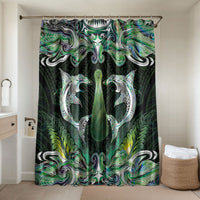 New Zealand Mere Pounamu Weapon Bathroom Set Aotearoa Mango Paua Shell Maori Pattern LT22 Shower Curtain Only Green - Polynesian Pride