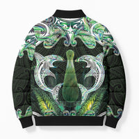 New Zealand Mere Pounamu Weapon Bomber Puffer Jacket Aotearoa Mango Paua Shell Maori Pattern LT22 - Polynesian Pride