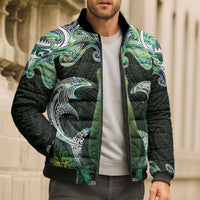 New Zealand Mere Pounamu Weapon Bomber Puffer Jacket Aotearoa Mango Paua Shell Maori Pattern LT22 - Polynesian Pride