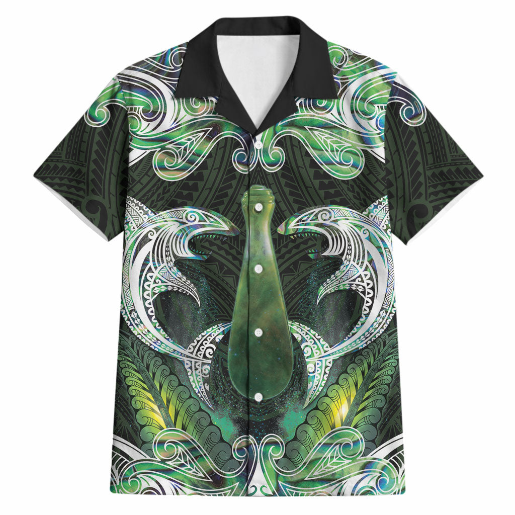 New Zealand Mere Pounamu Weapon Hawaiian Shirt Aotearoa Mango Paua Shell Maori Pattern LT22 Green - Polynesian Pride