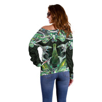New Zealand Mere Pounamu Weapon Off Shoulder Sweater Aotearoa Mango Paua Shell Maori Pattern LT22 - Polynesian Pride