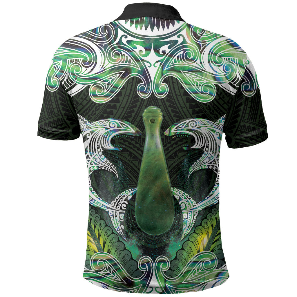 New Zealand Mere Pounamu Weapon Polo Shirt Aotearoa Mango Paua Shell Maori Pattern LT22 - Polynesian Pride