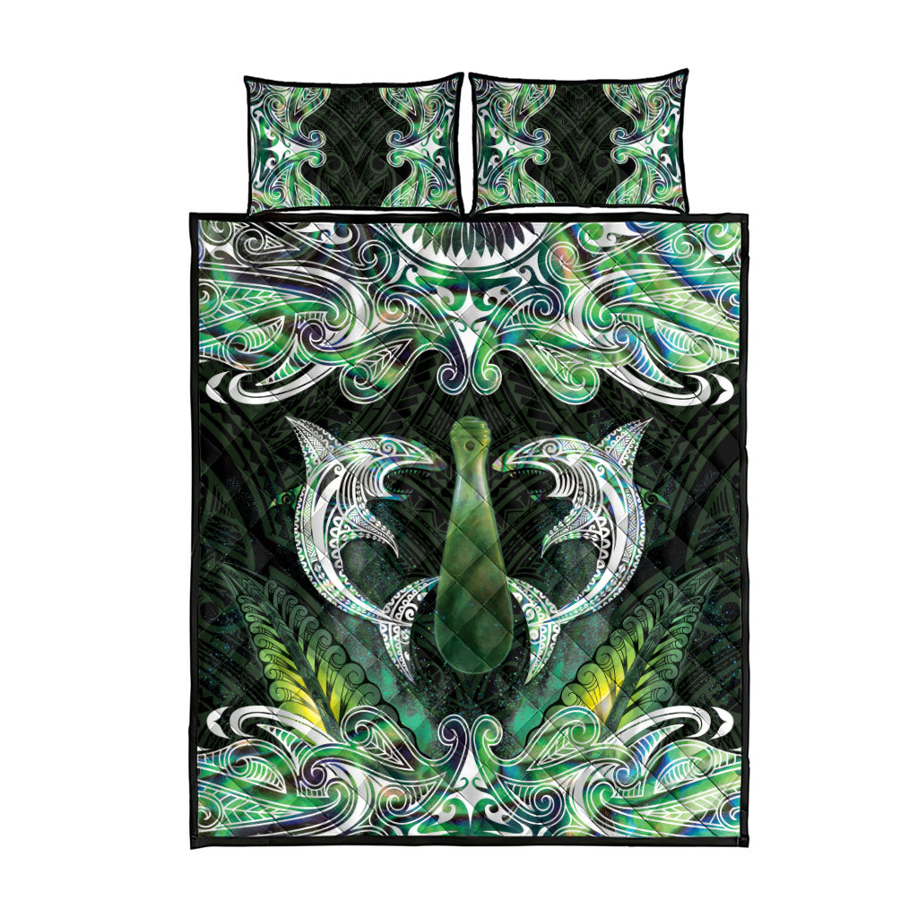 New Zealand Mere Pounamu Weapon Quilt Bed Set Aotearoa Mango Paua Shell Maori Pattern LT22 - Polynesian Pride