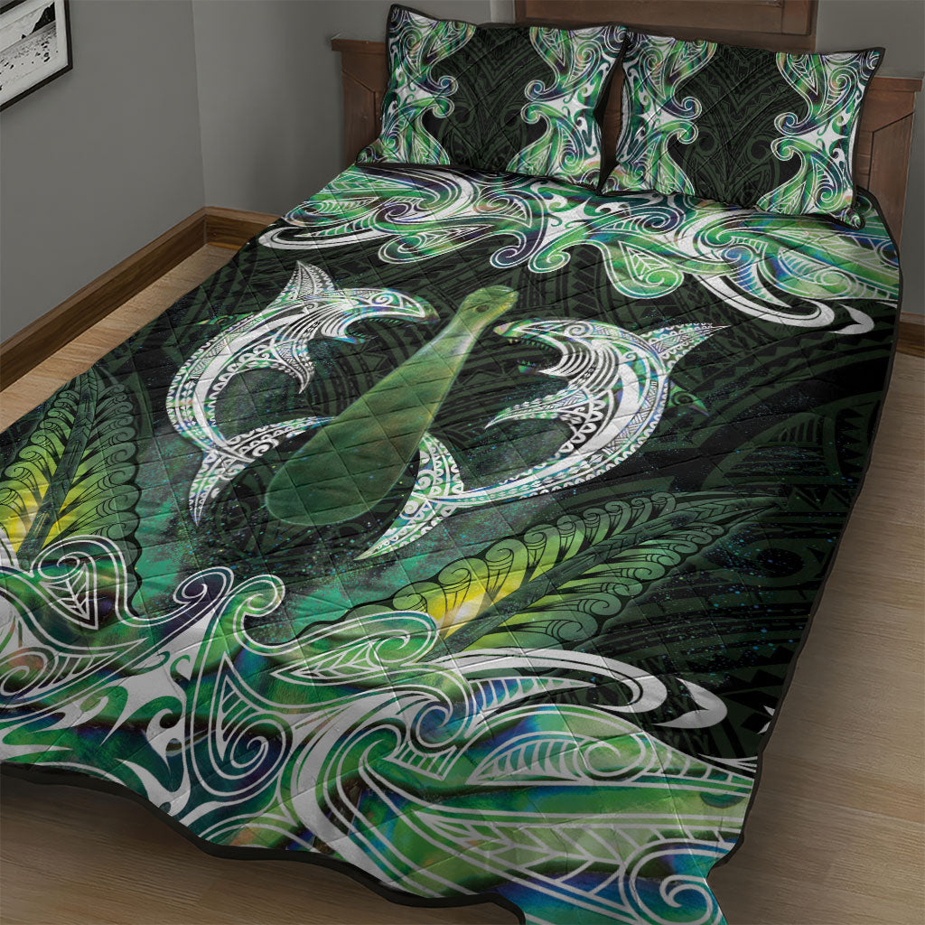 New Zealand Mere Pounamu Weapon Quilt Bed Set Aotearoa Mango Paua Shell Maori Pattern LT22 - Polynesian Pride