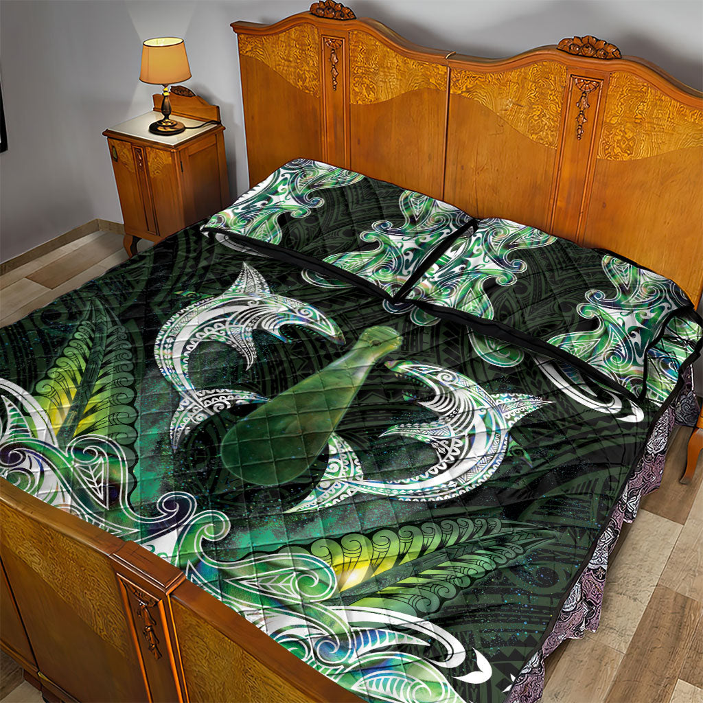 New Zealand Mere Pounamu Weapon Quilt Bed Set Aotearoa Mango Paua Shell Maori Pattern LT22 - Polynesian Pride