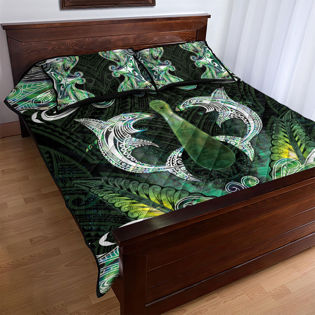New Zealand Mere Pounamu Weapon Quilt Bed Set Aotearoa Mango Paua Shell Maori Pattern LT22 - Polynesian Pride