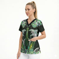 New Zealand Mere Pounamu Weapon Scrub Top Aotearoa Mango Paua Shell Maori Pattern LT22 - Polynesian Pride