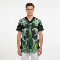 New Zealand Mere Pounamu Weapon Scrub Top Aotearoa Mango Paua Shell Maori Pattern LT22 - Polynesian Pride