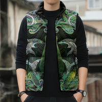 New Zealand Mere Pounamu Weapon Sleeveless Puffer Jacket Aotearoa Mango Paua Shell Maori Pattern LT22 - Polynesian Pride