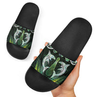 New Zealand Mere Pounamu Weapon Slide Sandals Aotearoa Mango Paua Shell Maori Pattern LT22 - Polynesian Pride
