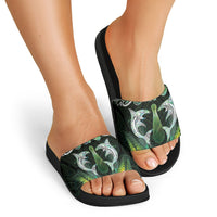 New Zealand Mere Pounamu Weapon Slide Sandals Aotearoa Mango Paua Shell Maori Pattern LT22 - Polynesian Pride