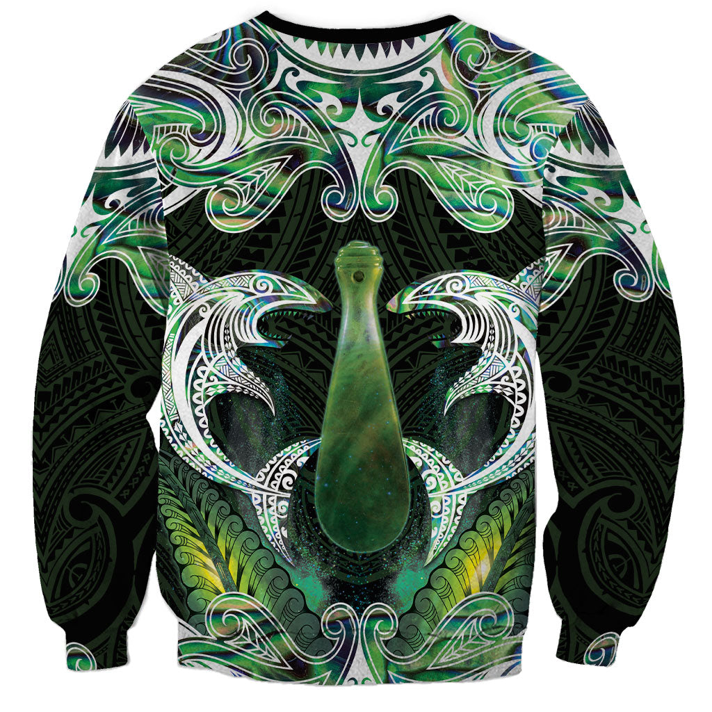 New Zealand Mere Pounamu Weapon Sweatshirt Aotearoa Mango Paua Shell Maori Pattern LT22 - Polynesian Pride