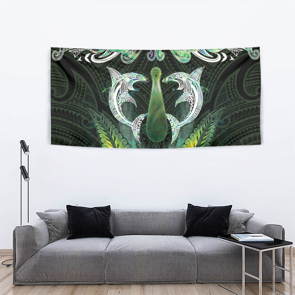 New Zealand Mere Pounamu Weapon Tapestry Aotearoa Mango Paua Shell Maori Pattern LT22 - Polynesian Pride