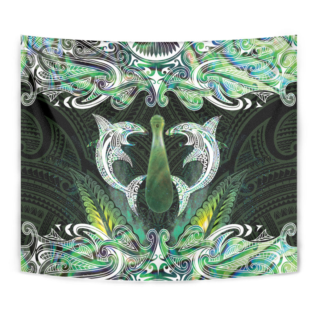 New Zealand Mere Pounamu Weapon Tapestry Aotearoa Mango Paua Shell Maori Pattern LT22 - Polynesian Pride