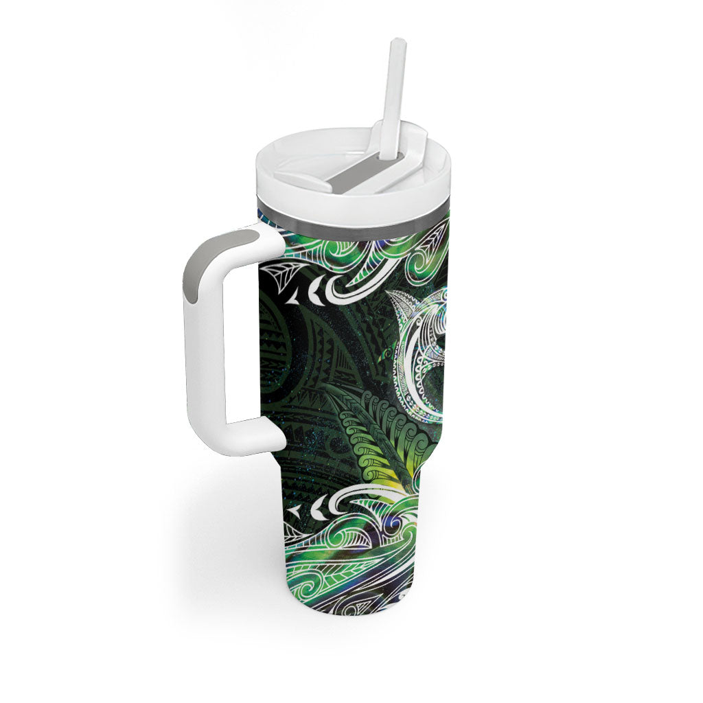 New Zealand Mere Pounamu Weapon Tumbler With Handle Aotearoa Mango Paua Shell Maori Pattern LT22 - Polynesian Pride
