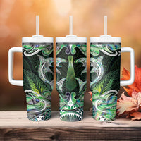 New Zealand Mere Pounamu Weapon Tumbler With Handle Aotearoa Mango Paua Shell Maori Pattern LT22 - Polynesian Pride