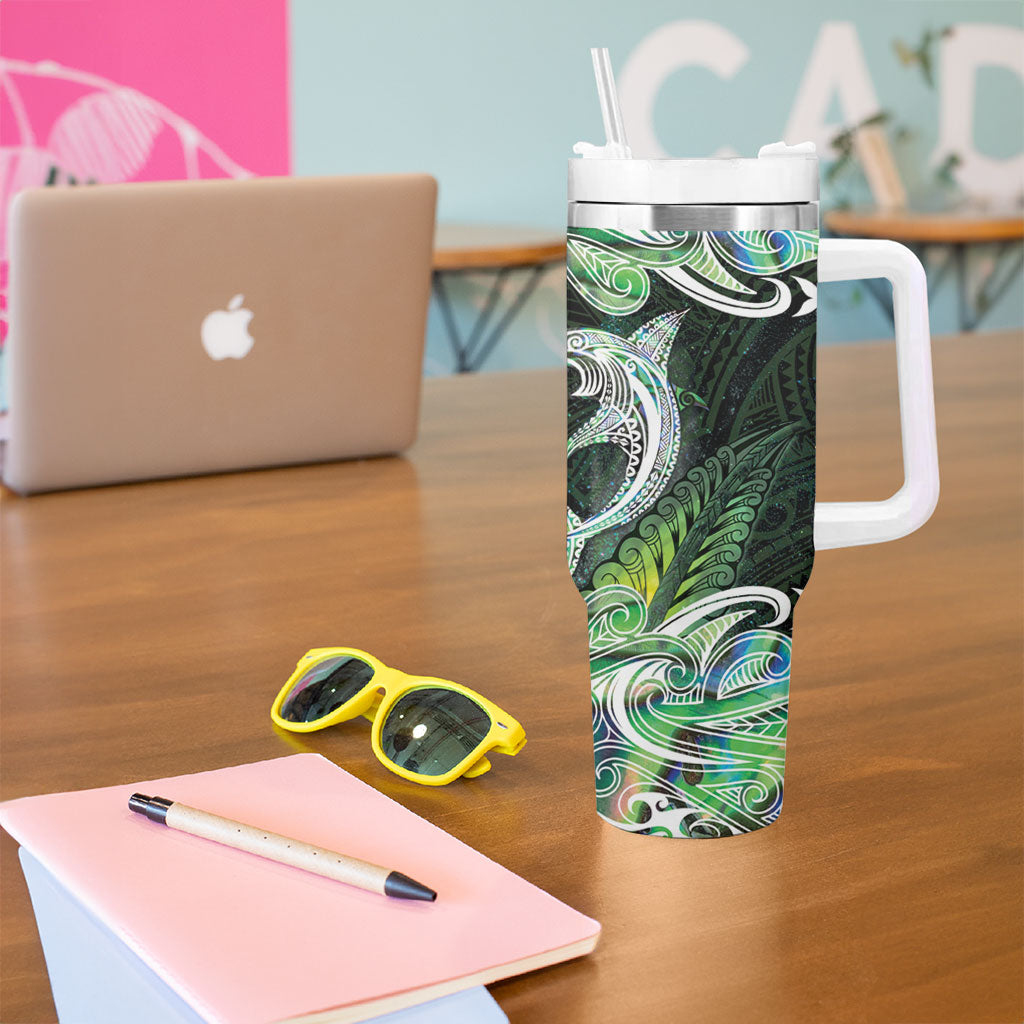 New Zealand Mere Pounamu Weapon Tumbler With Handle Aotearoa Mango Paua Shell Maori Pattern LT22 - Polynesian Pride