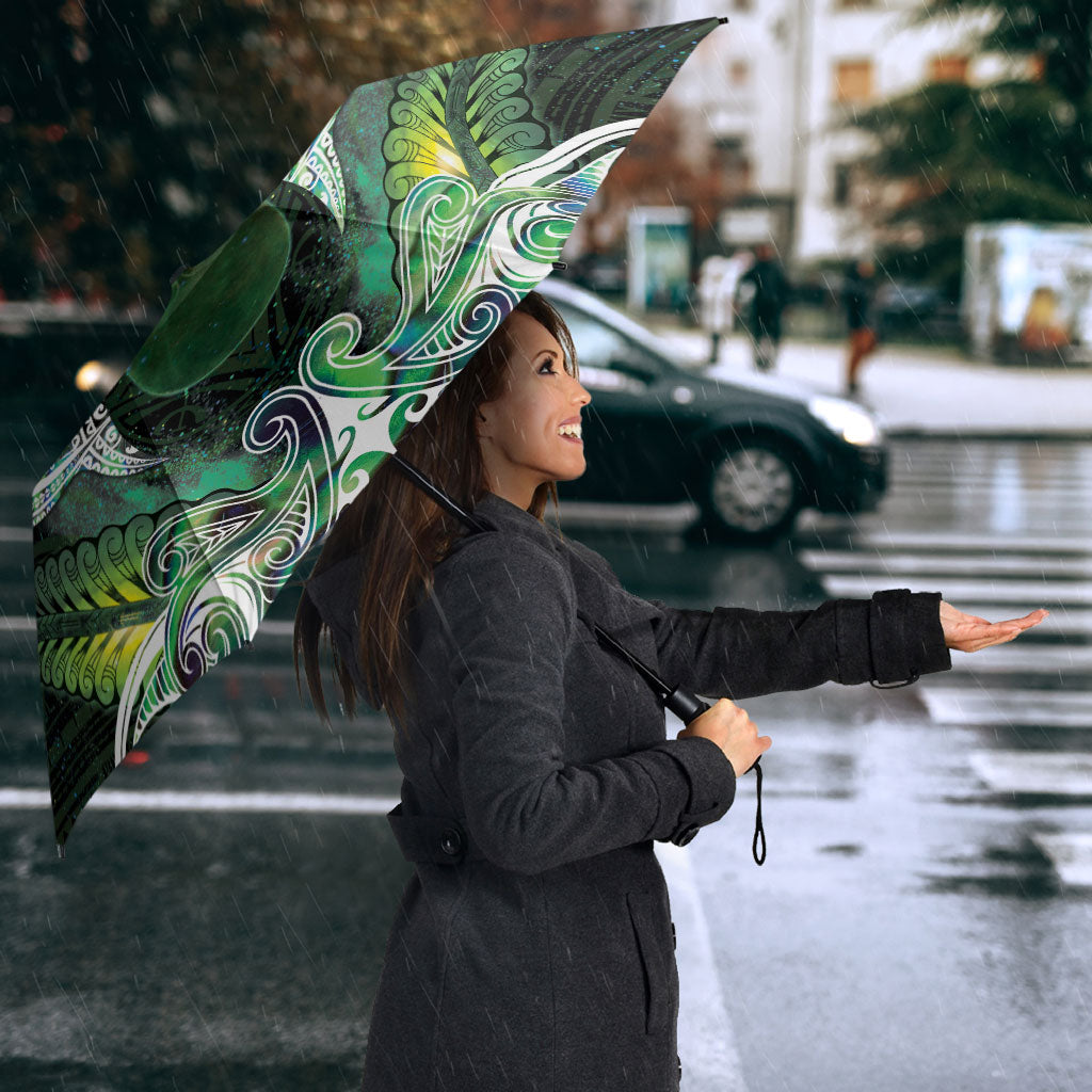 New Zealand Mere Pounamu Weapon Umbrella Aotearoa Mango Paua Shell Maori Pattern LT22 - Polynesian Pride