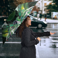 New Zealand Mere Pounamu Weapon Umbrella Aotearoa Mango Paua Shell Maori Pattern LT22 - Polynesian Pride
