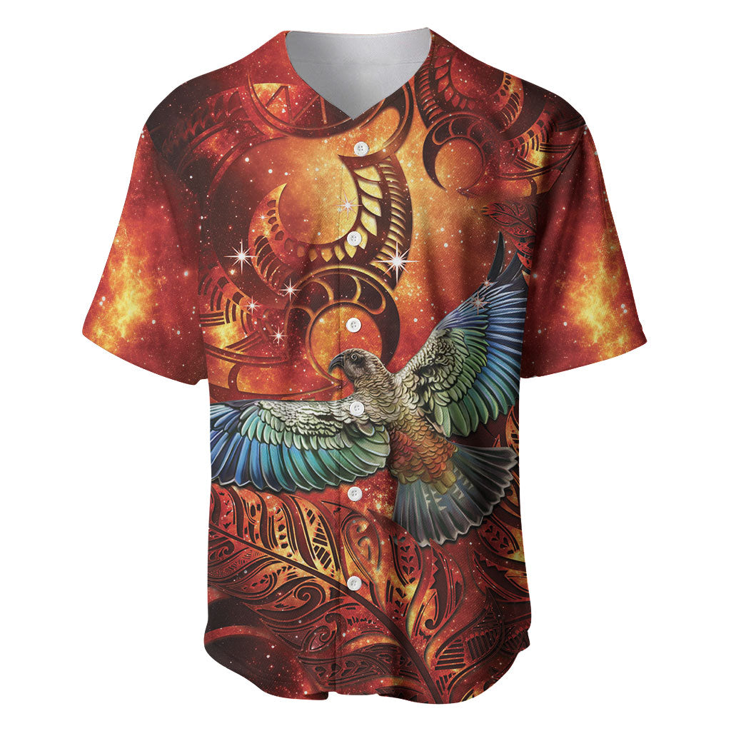 New Zealand Kea Bird Matariki Personalised Baseball Jersey Silver Fern Maori Pattern LT22 Orange - Polynesian Pride