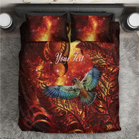 New Zealand Kea Bird Matariki Personalised Bedding Set Silver Fern Maori Pattern LT22 Orange - Polynesian Pride