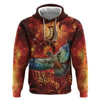 New Zealand Kea Bird Matariki Personalised Zip Hoodie Silver Fern Maori Pattern LT22 Pullover Hoodie Orange - Polynesian Pride
