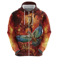 New Zealand Kea Bird Matariki Personalised Zip Hoodie Silver Fern Maori Pattern LT22 - Polynesian Pride