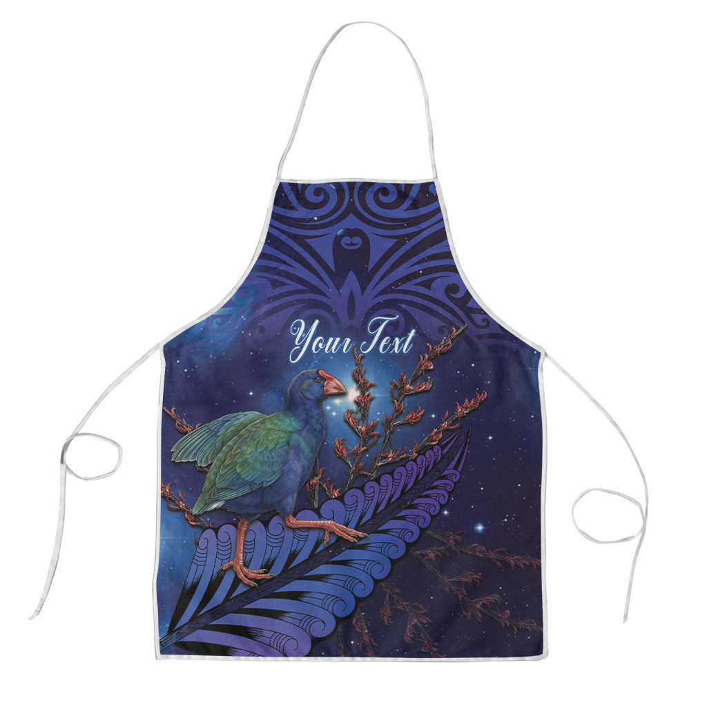 Takahe New Zealand Personalised Apron Harakeke Silver Fern Maori Pattern LT22 Blue - Polynesian Pride