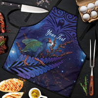 Takahe New Zealand Personalised Apron Harakeke Silver Fern Maori Pattern LT22 Blue - Polynesian Pride