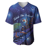 Takahe New Zealand Personalised Baseball Jersey Harakeke Silver Fern Maori Pattern LT22 Blue - Polynesian Pride